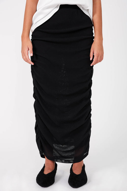 gathering skirt / black