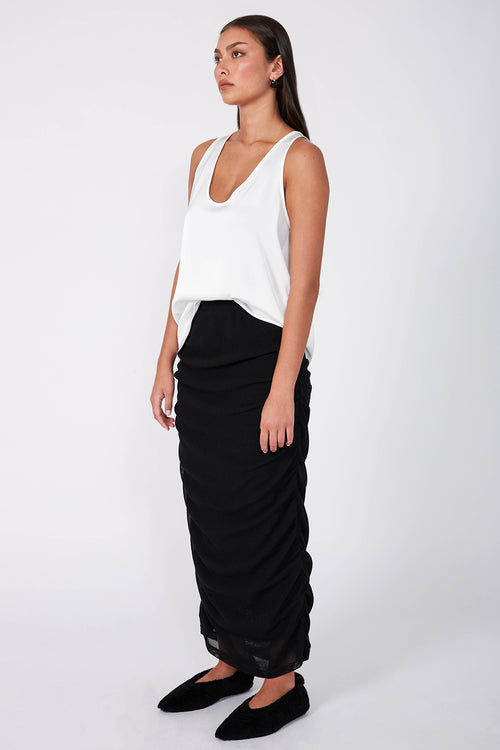 gathering skirt / black