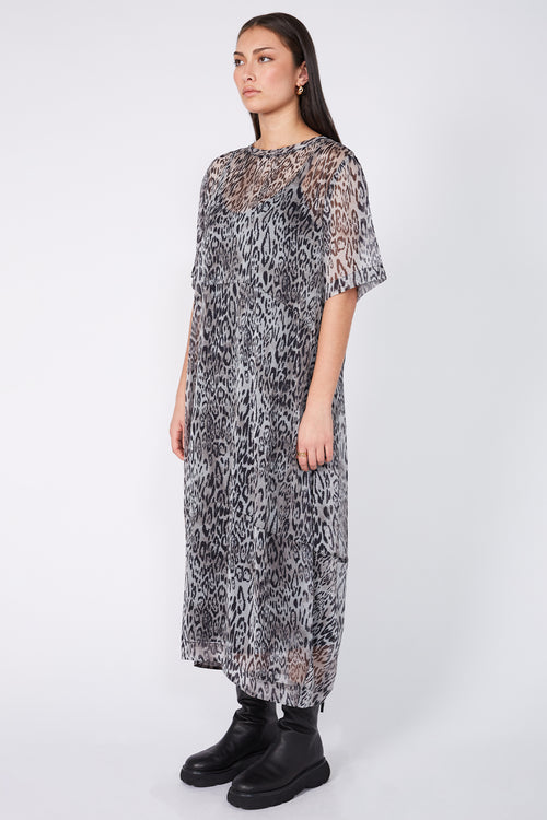 headspin dress / silver wilderness print