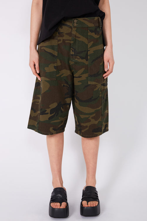 inquiry denim short / khaki camo denim