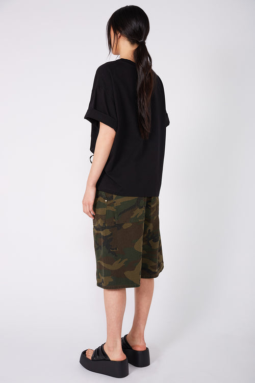 inquiry denim short / khaki camo denim