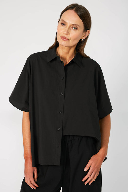 shirr shirt / black
