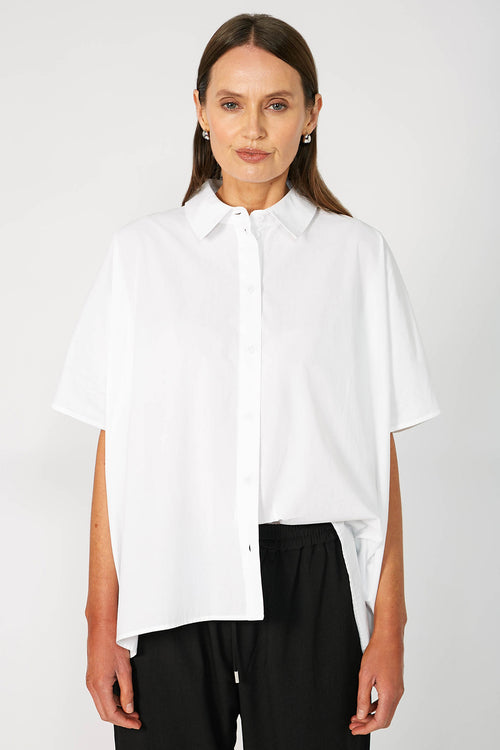 shirr shirt / white