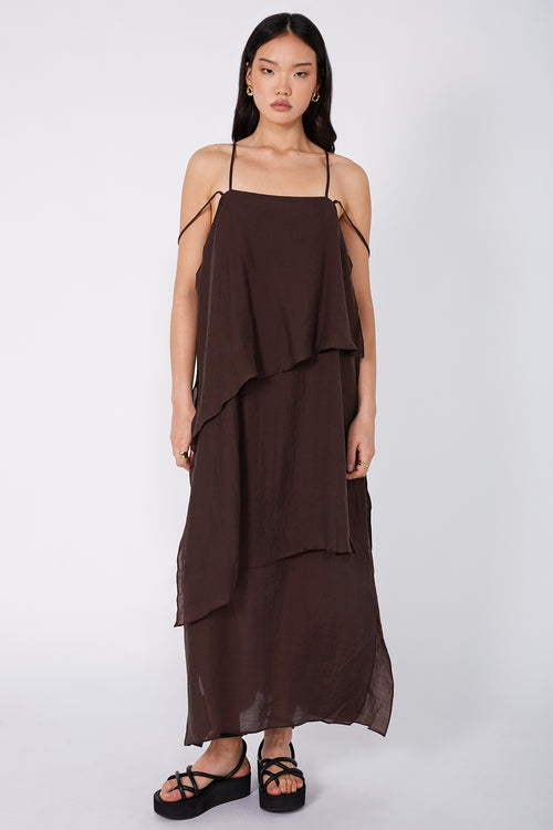liberty dress / carob brown