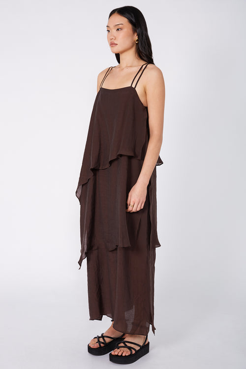 liberty dress / carob brown