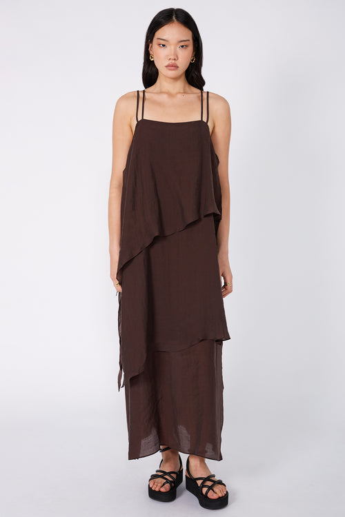 liberty dress / carob brown