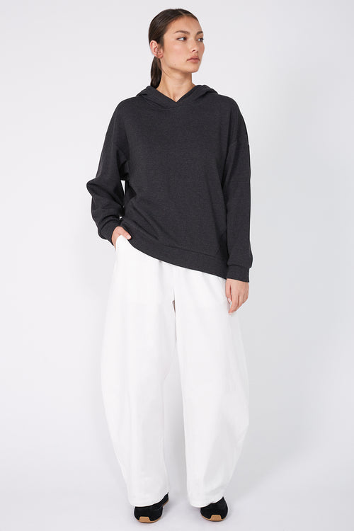 line hooded sweat / dark charcoal marle