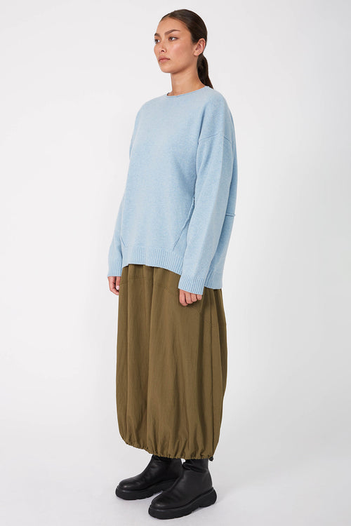 line knit sweater / powder blue marle