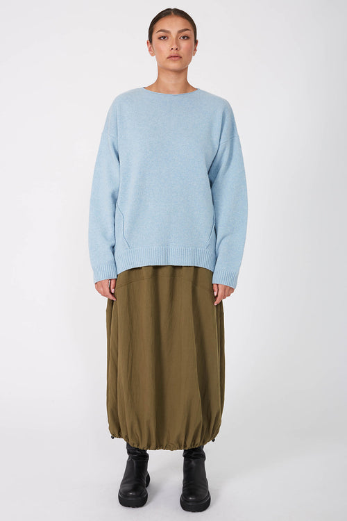 line knit sweater / powder blue marle