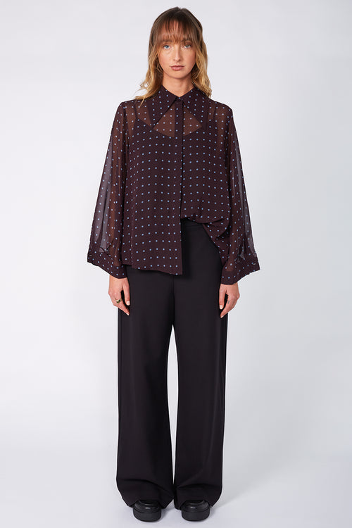 locked shirt / aubergine blue spot
