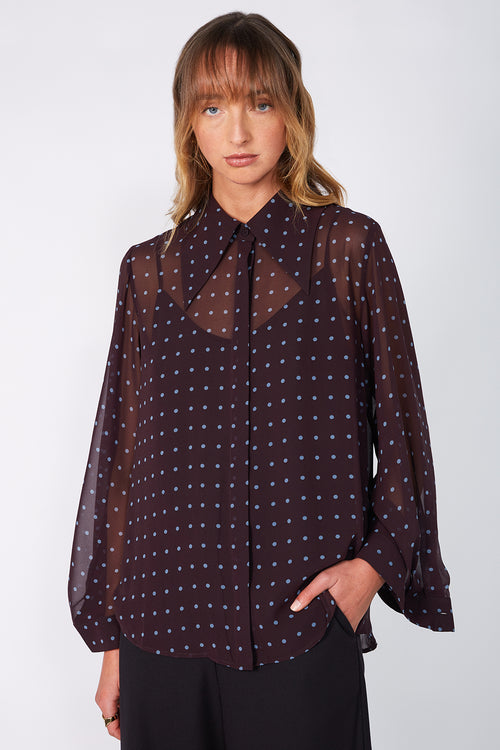 locked shirt / aubergine blue spot