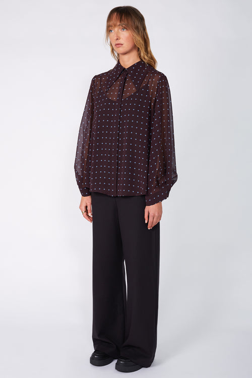 locked shirt / aubergine blue spot