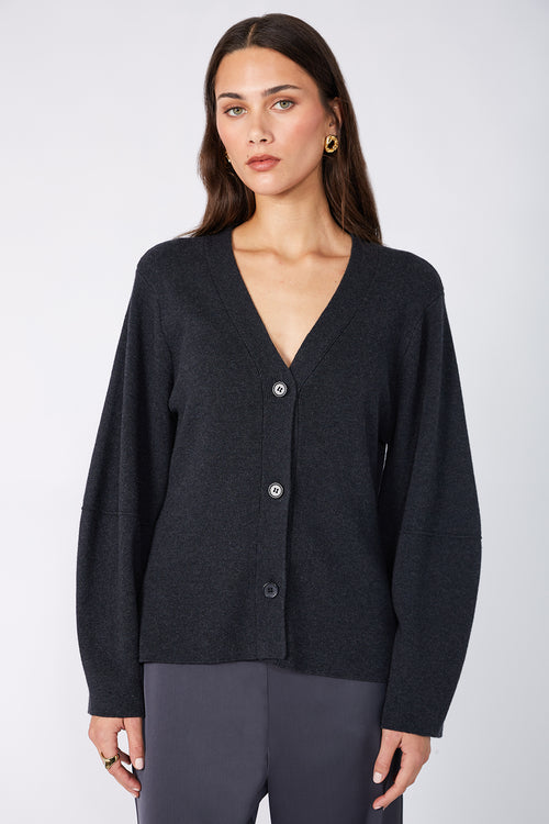 logical cardi / dark charcoal marle