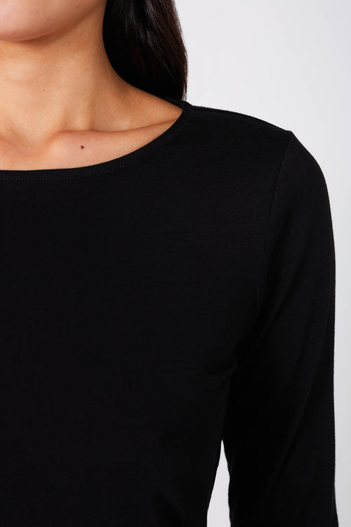merino crew top / black