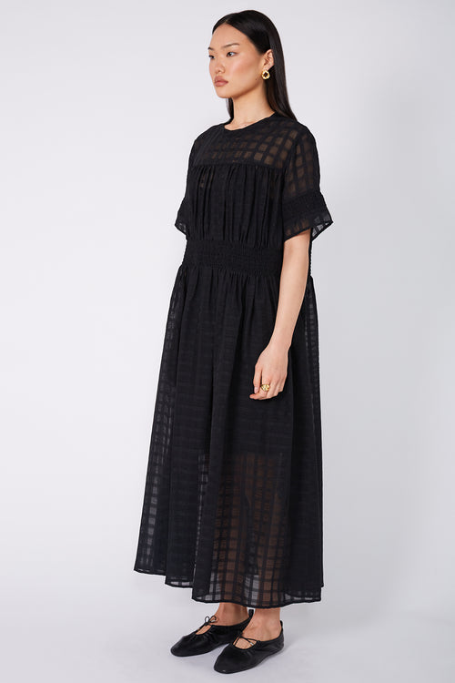 minute dress / black sheer check