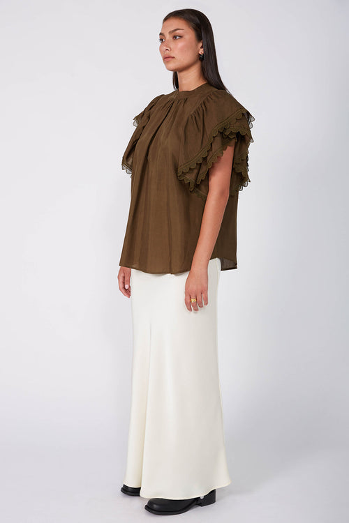 mirror short sleeve top / toffee