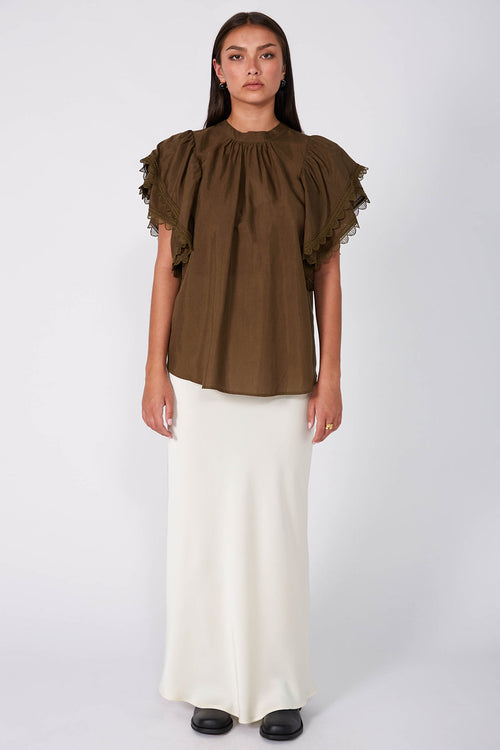 mirror short sleeve top / toffee