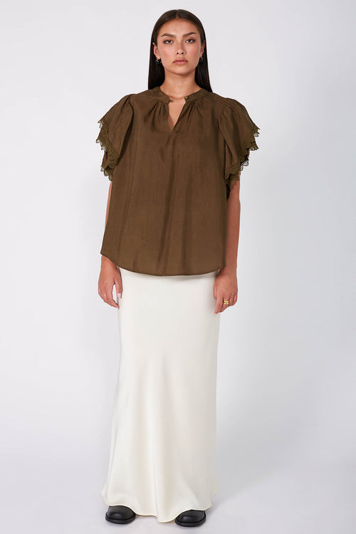 mirror short sleeve top / toffee