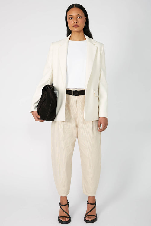 barrel pant / beige|white stripe