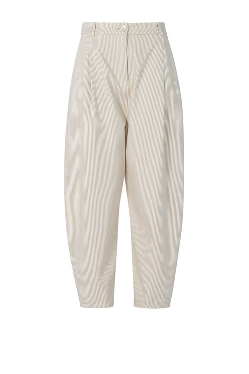 barrel pant / beige|white stripe