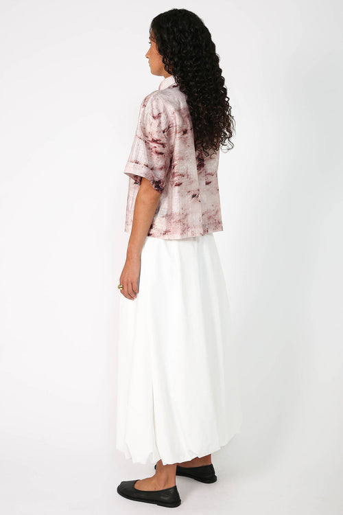 carved shirt / marble garnet red