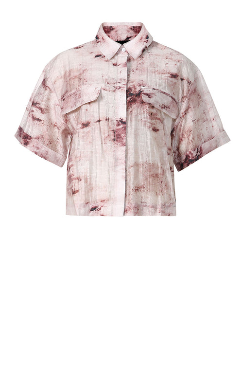 carved shirt / marble garnet red