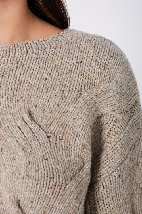 corded cable sweater / mist nude fleck