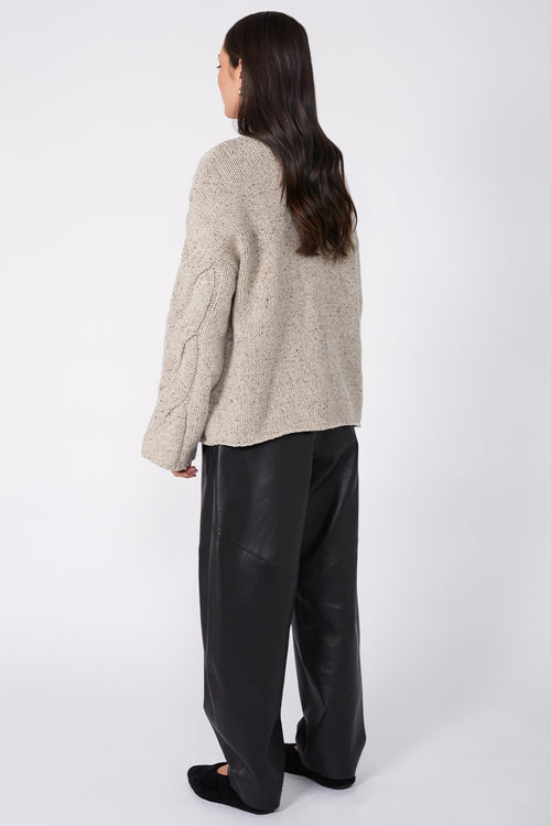 corded cable sweater / mist nude fleck