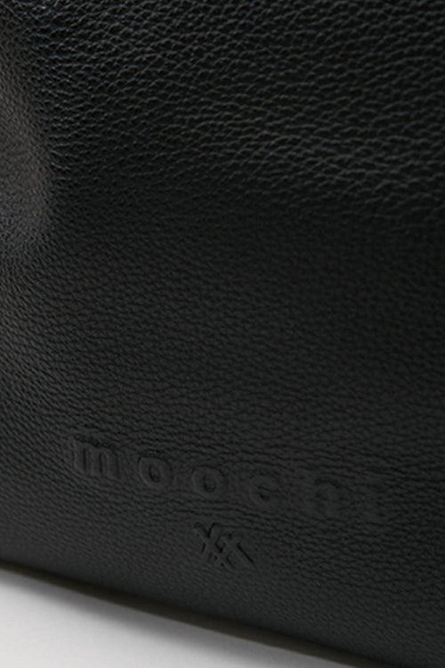 fold leather tote / black