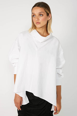 funnelled overshirt / white