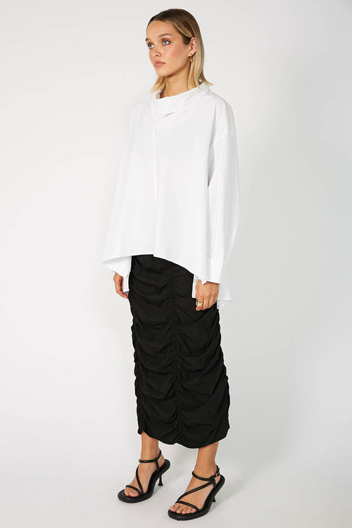 funnelled overshirt / white