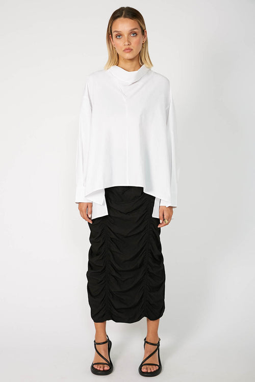 funnelled overshirt / white