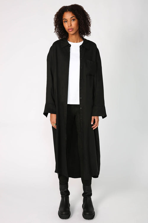 line shirt dress / black