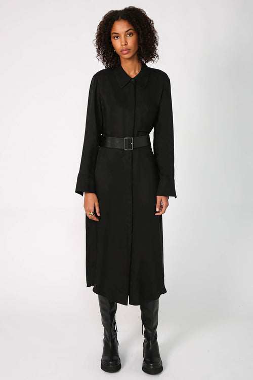 line shirt dress / black