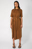 line short sleeve shirt dress / caramel brown