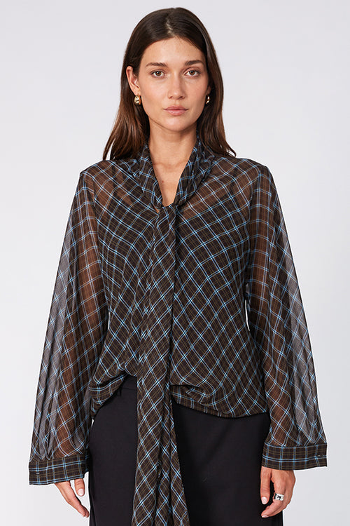 onsen bias top / chocolate plaid