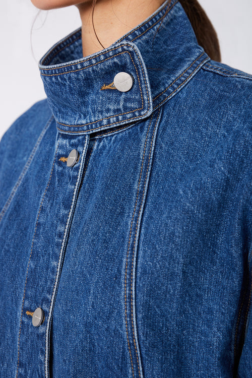 pilot denim jacket / vintage blue stonewash