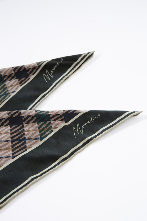 plaid silk scarf / natural|khaki|black plaid