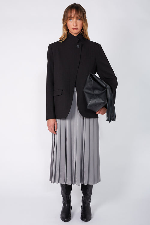 pleating midi skirt / grey