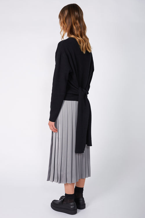 pleating midi skirt / grey