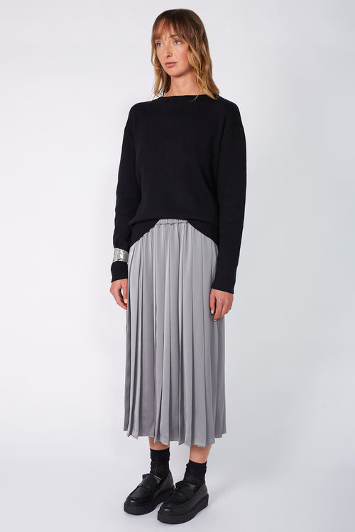 pleating midi skirt / grey