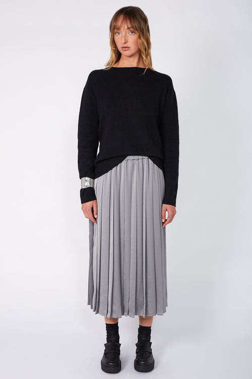 pleating midi skirt / grey