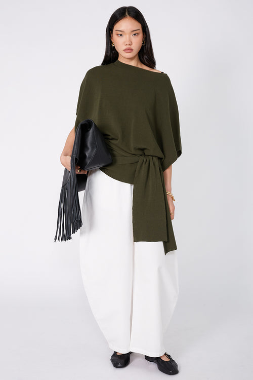 prompt tie sweater / olive green