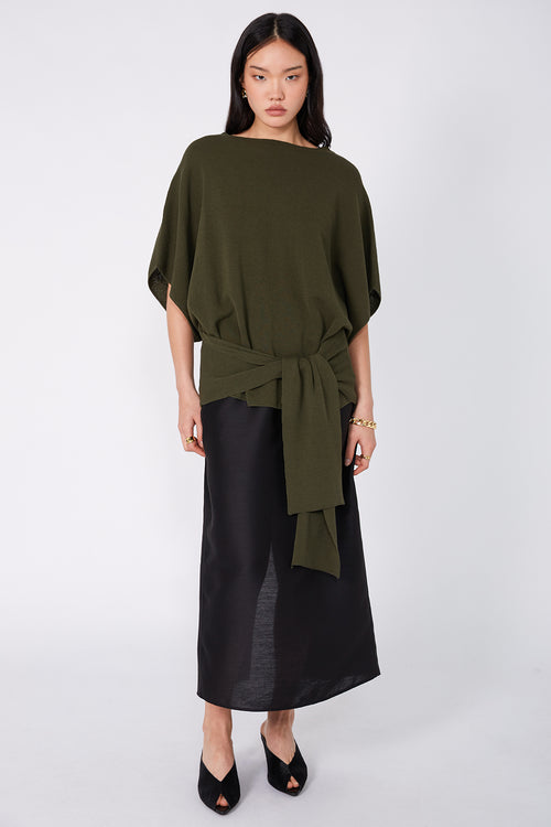 prompt tie sweater / olive green