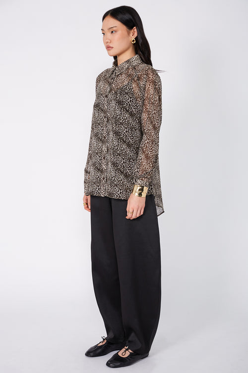 recover shirt / stone|chocolate|moss print