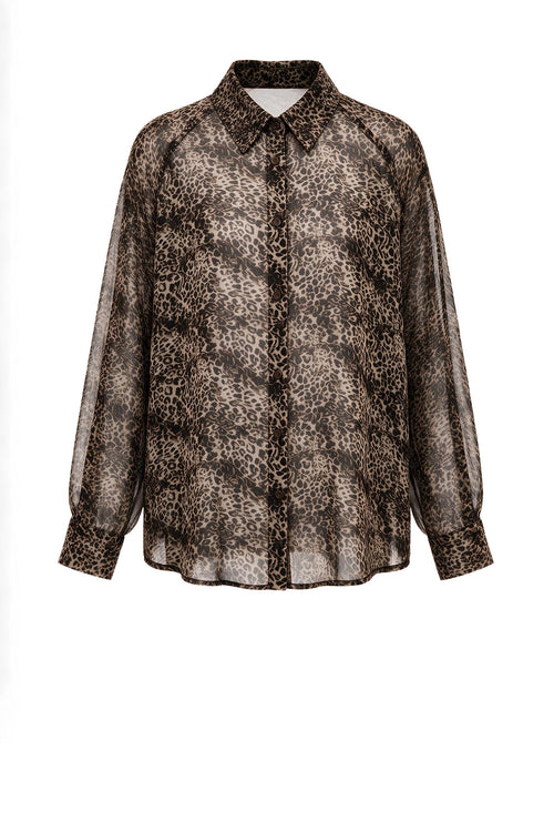 recover shirt / stone|chocolate|moss print