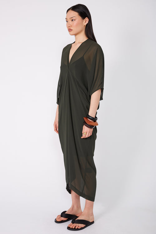 redeem midi dress / artillery green