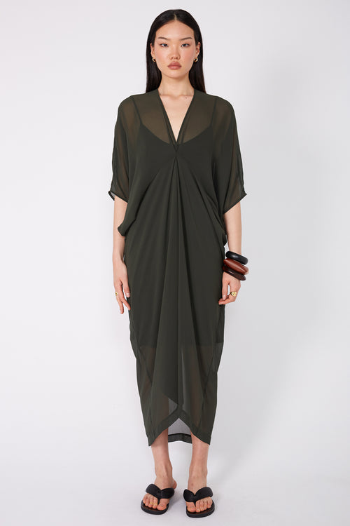 redeem midi dress / artillery green
