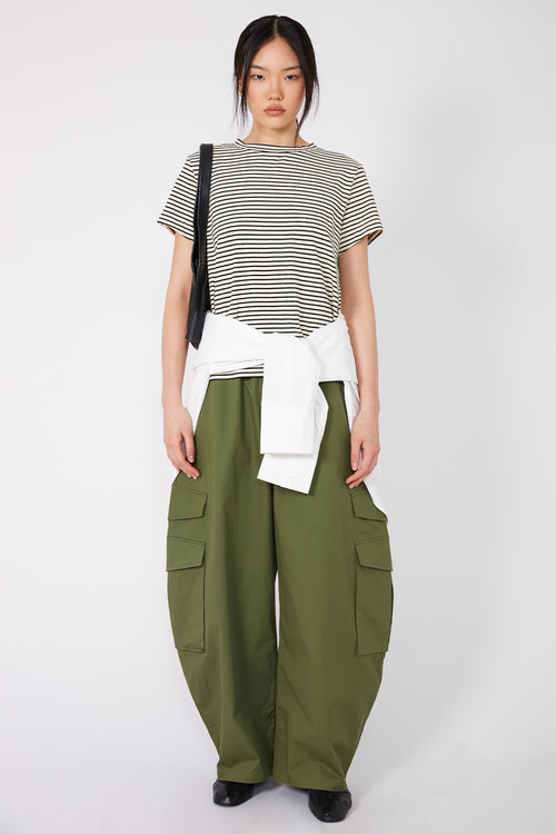 refine short sleeve tee / black|ecru stripe