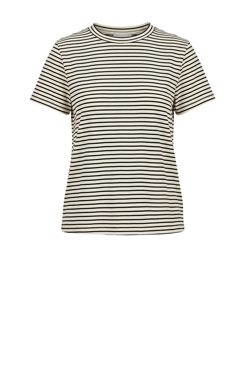 refine short sleeve tee / black|ecru stripe